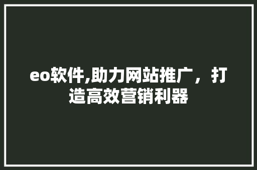 eo软件,助力网站推广，打造高效营销利器