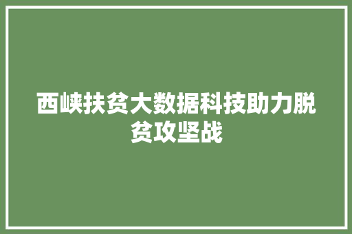 西峡扶贫大数据科技助力脱贫攻坚战