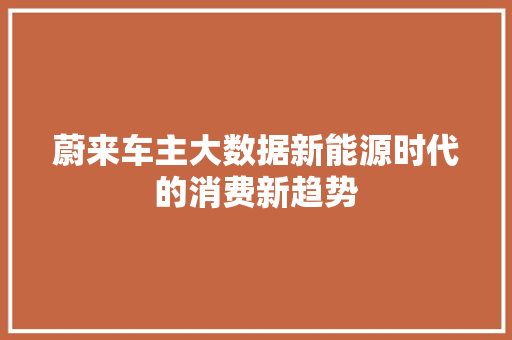 蔚来车主大数据新能源时代的消费新趋势