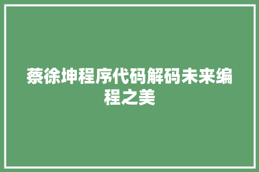 蔡徐坤程序代码解码未来编程之美