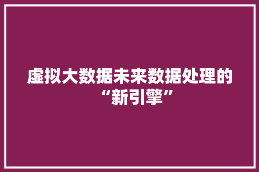 虚拟大数据未来数据处理的“新引擎”