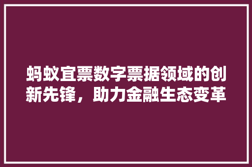 蚂蚁宜票数字票据领域的创新先锋，助力金融生态变革