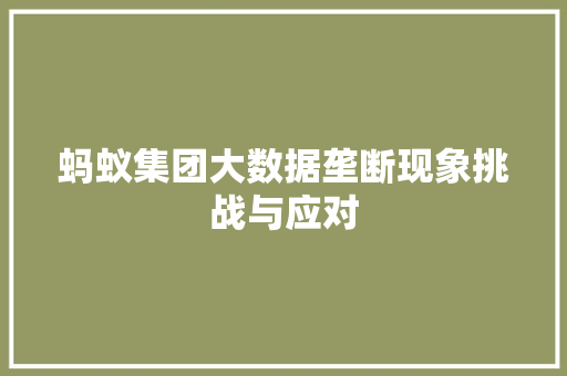 蚂蚁集团大数据垄断现象挑战与应对