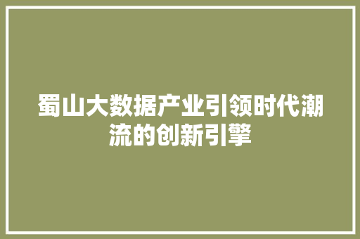 蜀山大数据产业引领时代潮流的创新引擎