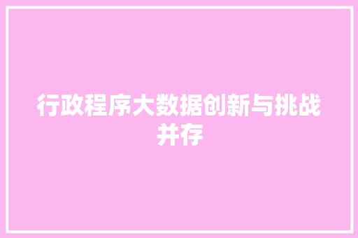 行政程序大数据创新与挑战并存