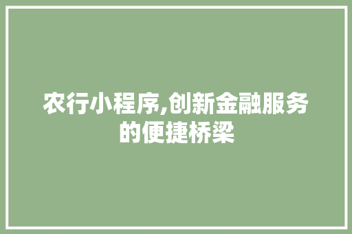 农行小程序,创新金融服务的便捷桥梁