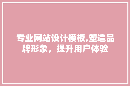 专业网站设计模板,塑造品牌形象，提升用户体验