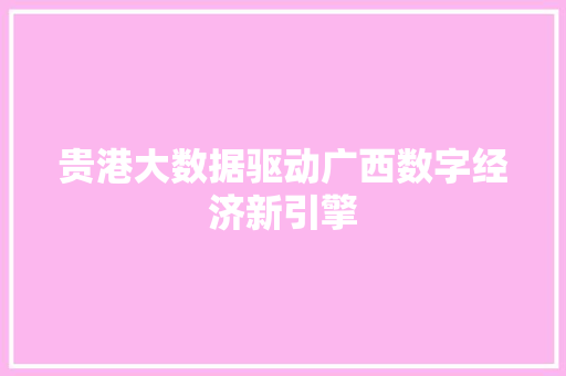 贵港大数据驱动广西数字经济新引擎