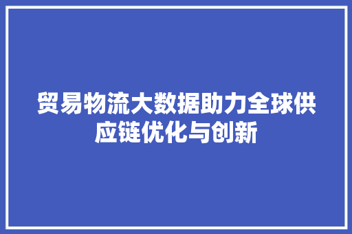 贸易物流大数据助力全球供应链优化与创新