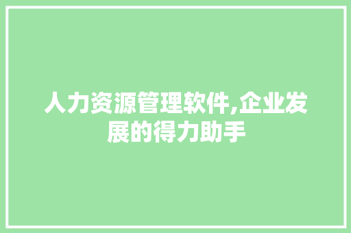 人力资源管理软件,企业发展的得力助手