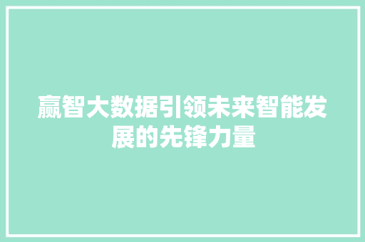 赢智大数据引领未来智能发展的先锋力量