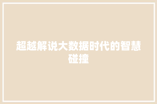 超越解说大数据时代的智慧碰撞