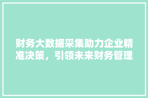 财务大数据采集助力企业精准决策，引领未来财务管理革新