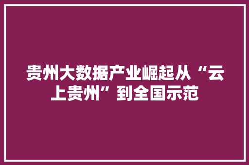 贵州大数据产业崛起从“云上贵州”到全国示范 缓存Redis