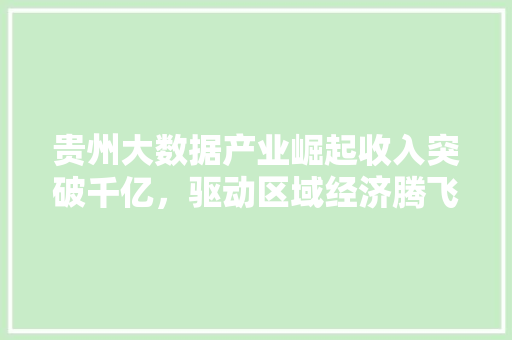 贵州大数据产业崛起收入突破千亿，驱动区域经济腾飞