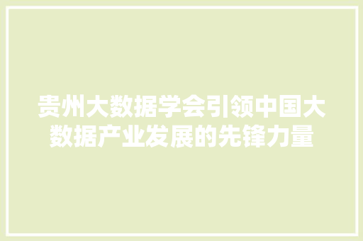 贵州大数据学会引领中国大数据产业发展的先锋力量