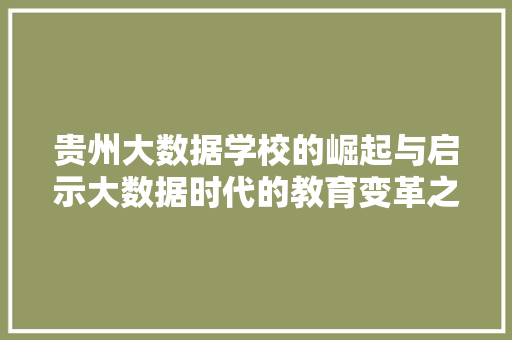 贵州大数据学校的崛起与启示大数据时代的教育变革之路