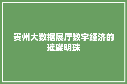 贵州大数据展厅数字经济的璀璨明珠