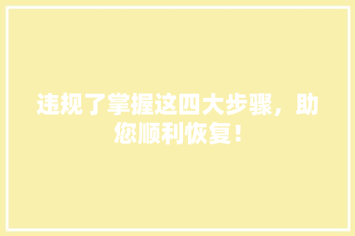 违规了掌握这四大步骤，助您顺利恢复！