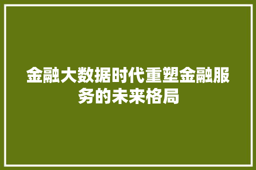 金融大数据时代重塑金融服务的未来格局