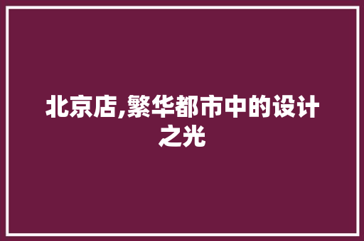 北京店,繁华都市中的设计之光 后端技术