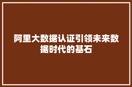 阿里大数据认证引领未来数据时代的基石