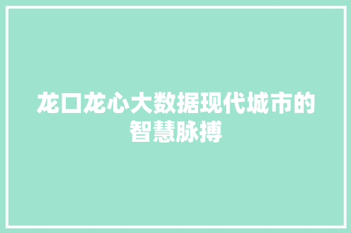 龙口龙心大数据现代城市的智慧脉搏