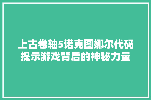 上古卷轴5诺克图娜尔代码提示游戏背后的神秘力量