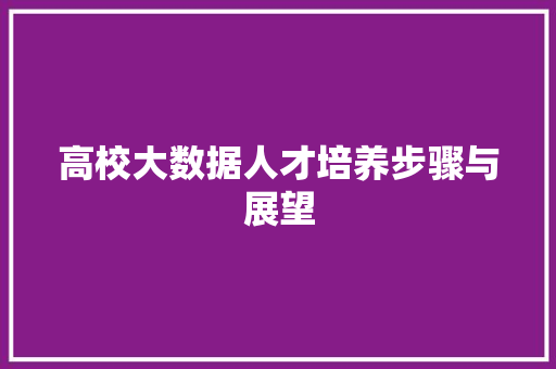 高校大数据人才培养步骤与展望