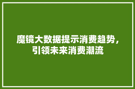 魔镜大数据提示消费趋势，引领未来消费潮流