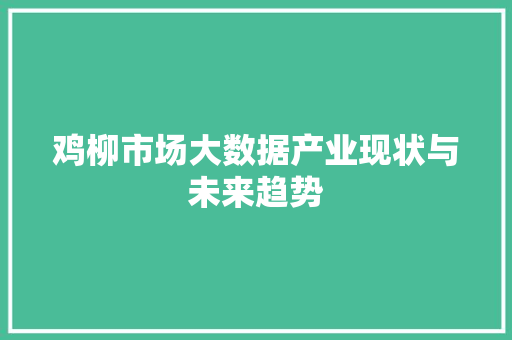 鸡柳市场大数据产业现状与未来趋势