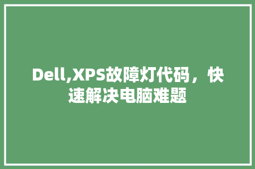 Dell,XPS故障灯代码，快速解决电脑难题