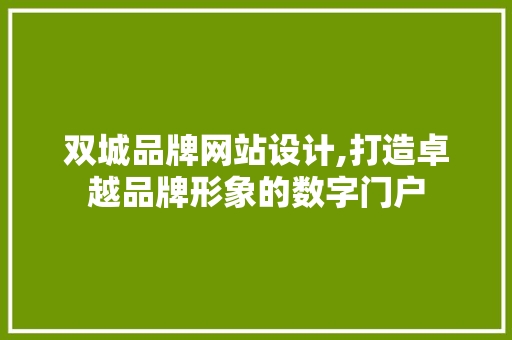 双城品牌网站设计,打造卓越品牌形象的数字门户