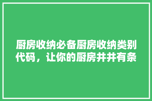 厨房收纳必备厨房收纳类别代码，让你的厨房井井有条