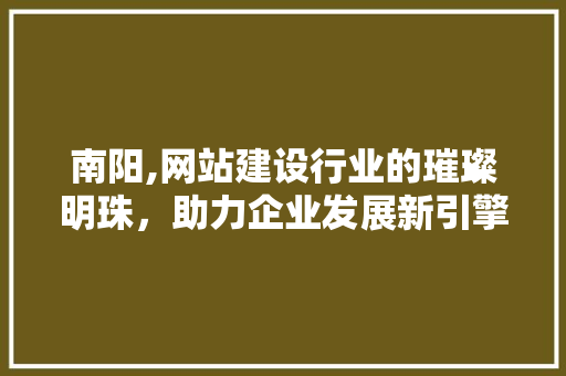 南阳,网站建设行业的璀璨明珠，助力企业发展新引擎 前端技术