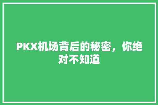 PKX机场背后的秘密，你绝对不知道