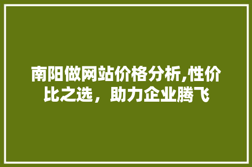 南阳做网站价格分析,性价比之选，助力企业腾飞 MySQL