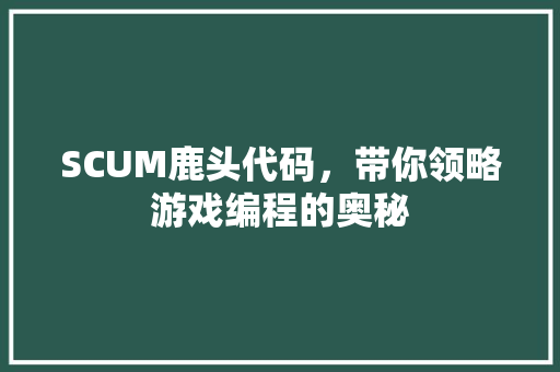 SCUM鹿头代码，带你领略游戏编程的奥秘
