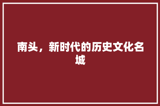 南头，新时代的历史文化名城