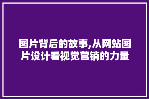 图片背后的故事,从网站图片设计看视觉营销的力量