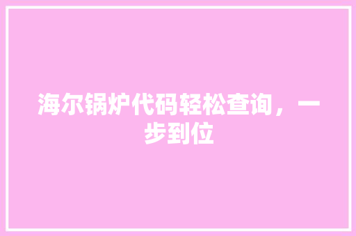 海尔锅炉代码轻松查询，一步到位