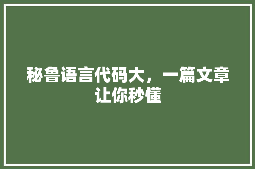 秘鲁语言代码大，一篇文章让你秒懂