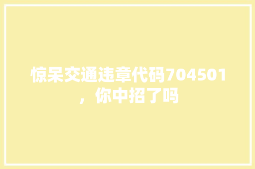 惊呆交通违章代码704501，你中招了吗