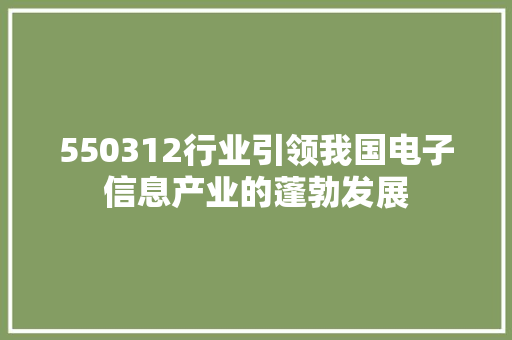 550312行业引领我国电子信息产业的蓬勃发展