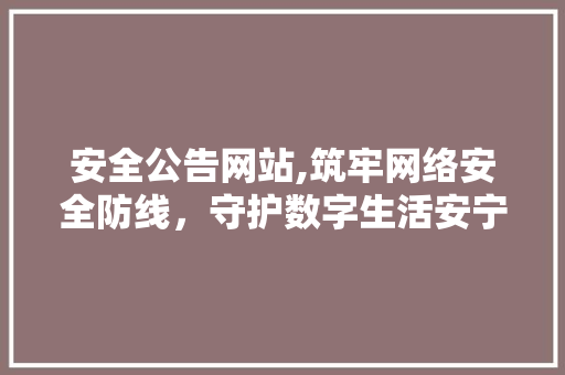 安全公告网站,筑牢网络安全防线，守护数字生活安宁 项目报告