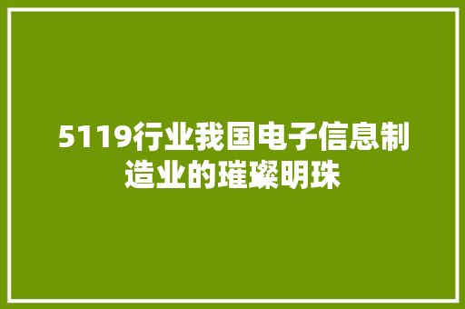 5119行业我国电子信息制造业的璀璨明珠