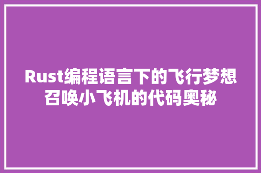 Rust编程语言下的飞行梦想召唤小飞机的代码奥秘