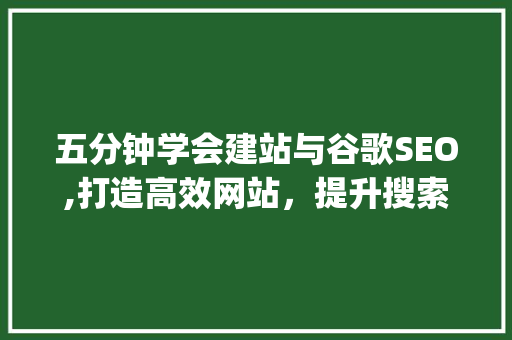 五分钟学会建站与谷歌SEO,打造高效网站，提升搜索引擎排名_五分钟学会建站和谷歌seo