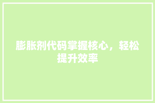 膨胀剂代码掌握核心，轻松提升效率