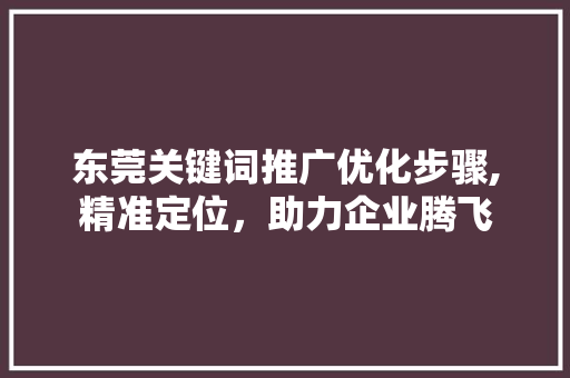 东莞关键词推广优化步骤,精准定位，助力企业腾飞 MySQL